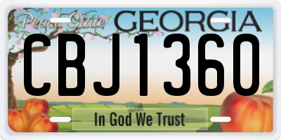 GA license plate CBJ1360