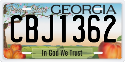GA license plate CBJ1362