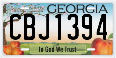 GA license plate CBJ1394