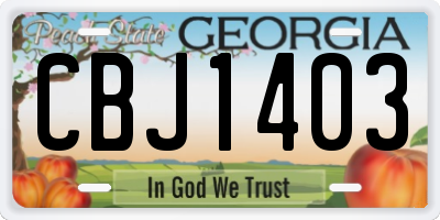 GA license plate CBJ1403