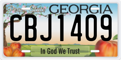 GA license plate CBJ1409