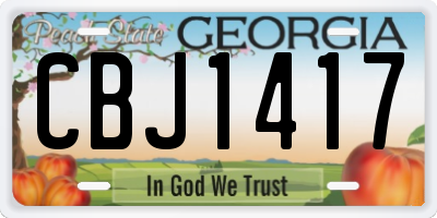 GA license plate CBJ1417