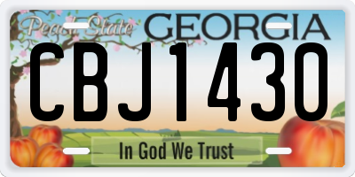 GA license plate CBJ1430