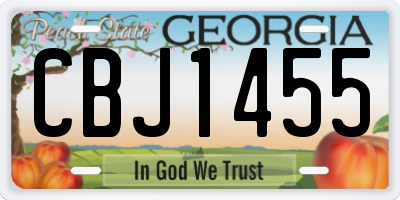 GA license plate CBJ1455