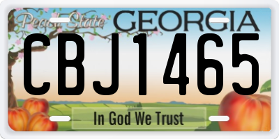 GA license plate CBJ1465