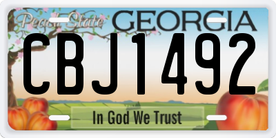 GA license plate CBJ1492
