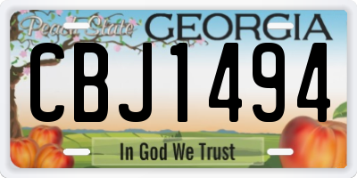 GA license plate CBJ1494