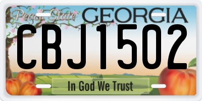 GA license plate CBJ1502