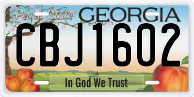 GA license plate CBJ1602
