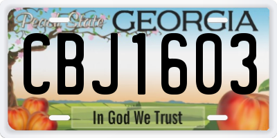 GA license plate CBJ1603