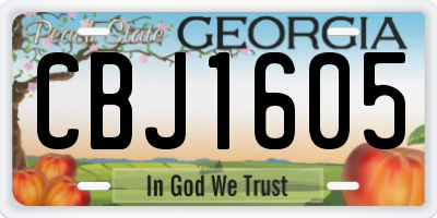 GA license plate CBJ1605