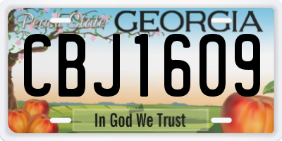 GA license plate CBJ1609