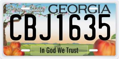 GA license plate CBJ1635