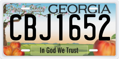 GA license plate CBJ1652