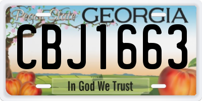 GA license plate CBJ1663