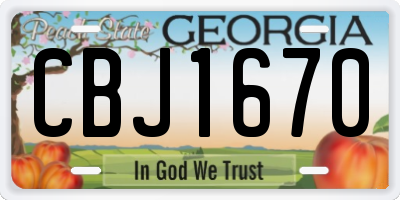 GA license plate CBJ1670