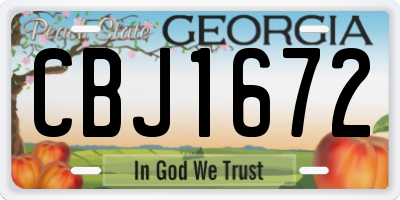 GA license plate CBJ1672