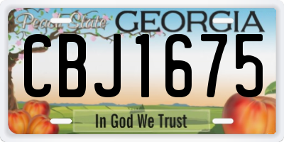 GA license plate CBJ1675