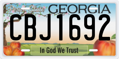 GA license plate CBJ1692