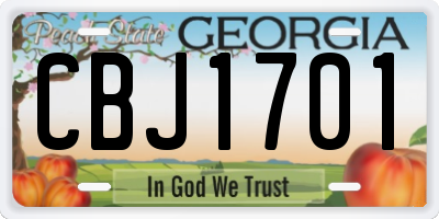 GA license plate CBJ1701