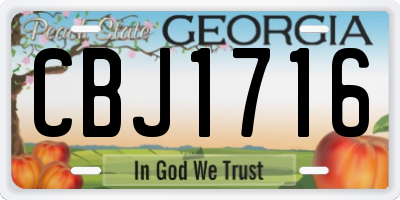 GA license plate CBJ1716
