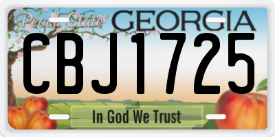 GA license plate CBJ1725