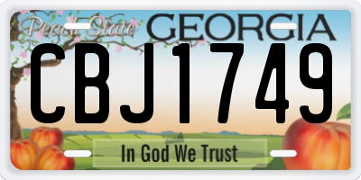GA license plate CBJ1749