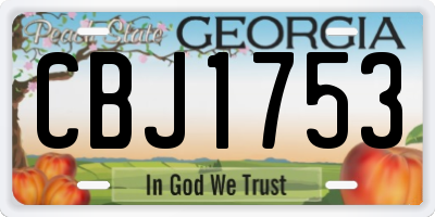 GA license plate CBJ1753