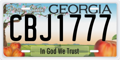 GA license plate CBJ1777