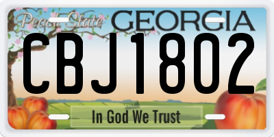 GA license plate CBJ1802