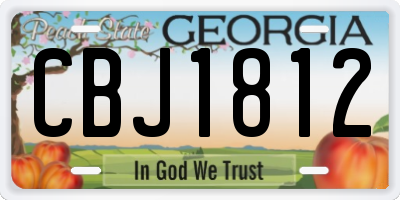 GA license plate CBJ1812