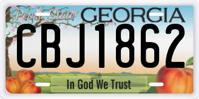 GA license plate CBJ1862
