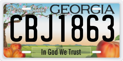 GA license plate CBJ1863