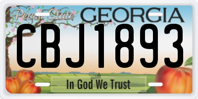GA license plate CBJ1893