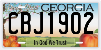 GA license plate CBJ1902