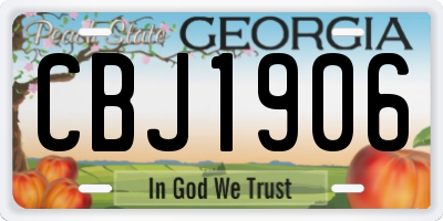 GA license plate CBJ1906