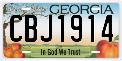 GA license plate CBJ1914