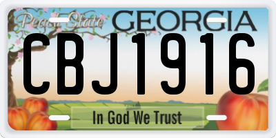 GA license plate CBJ1916