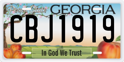 GA license plate CBJ1919