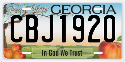 GA license plate CBJ1920