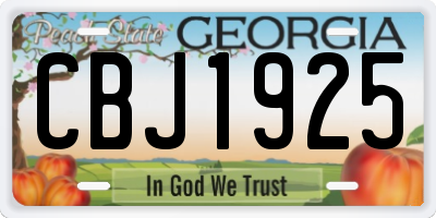 GA license plate CBJ1925