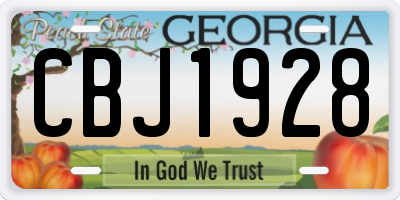 GA license plate CBJ1928