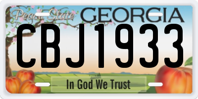 GA license plate CBJ1933