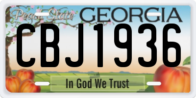 GA license plate CBJ1936