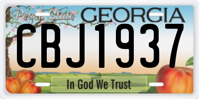 GA license plate CBJ1937