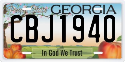 GA license plate CBJ1940