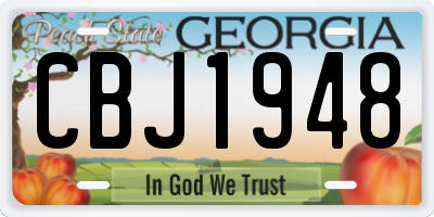 GA license plate CBJ1948