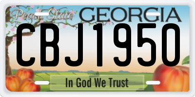 GA license plate CBJ1950