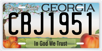 GA license plate CBJ1951