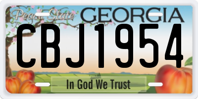 GA license plate CBJ1954